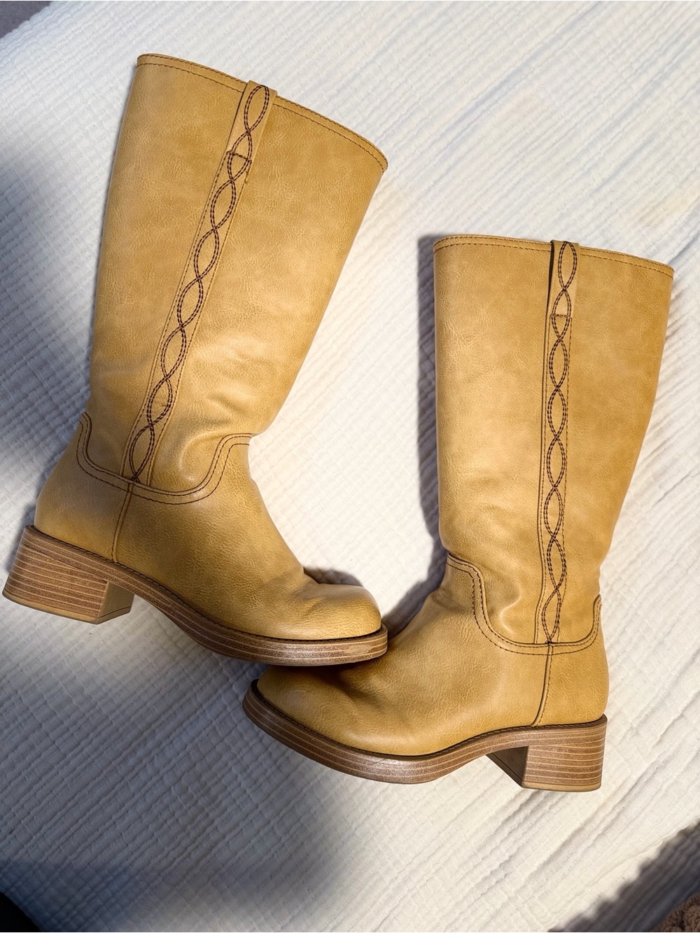 NOBO Mustard-Tan Mid-Calf Boots (frye dupe)